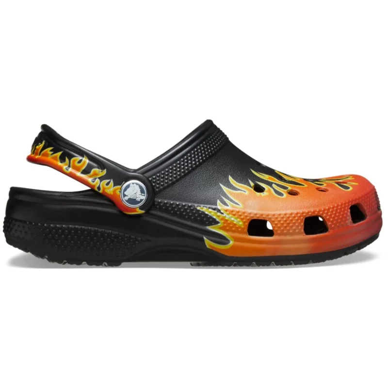 Saboti Crocs Classic Toddler Flames Clog Negru - Black/Multi