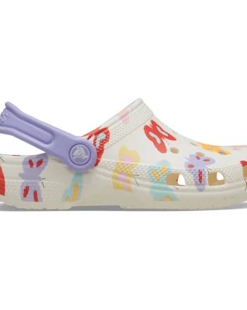Saboti Crocs Classic Toddler Butterfly Graphic Clog Alb - Chalk