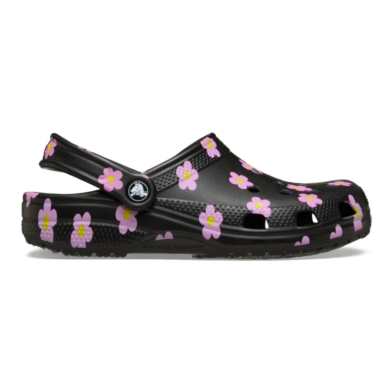 Saboti Crocs Classic Flower Clog K Negru - Black