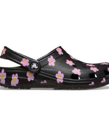 Saboti Crocs Classic Flower Clog K Negru - Black
