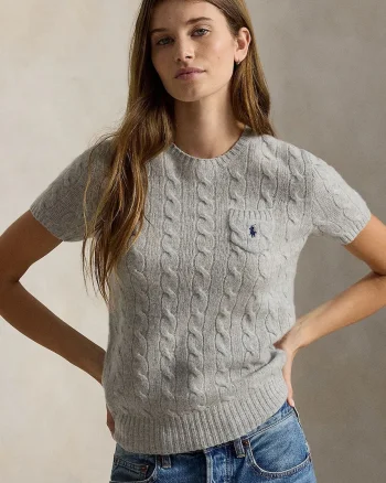 Polo Ralph Lauren pulover cu mânecă scurtă pentru femei din lână