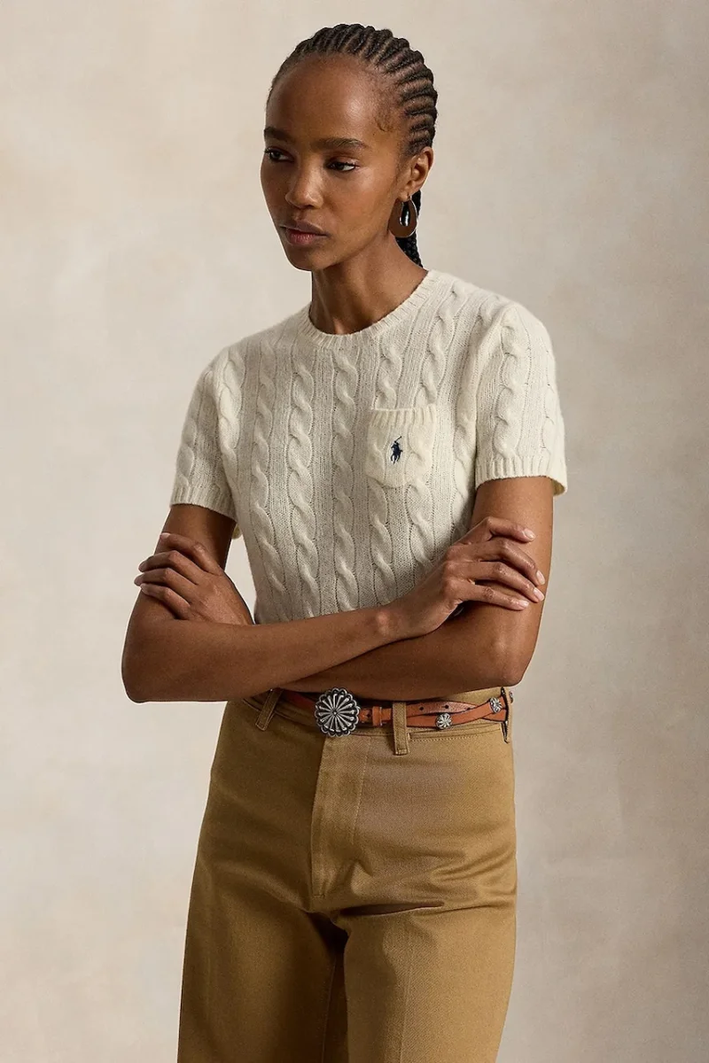 Polo Ralph Lauren pulover cu mânecă scurtă pentru femei din lână