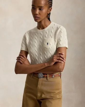 Polo Ralph Lauren pulover cu mânecă scurtă pentru femei din lână