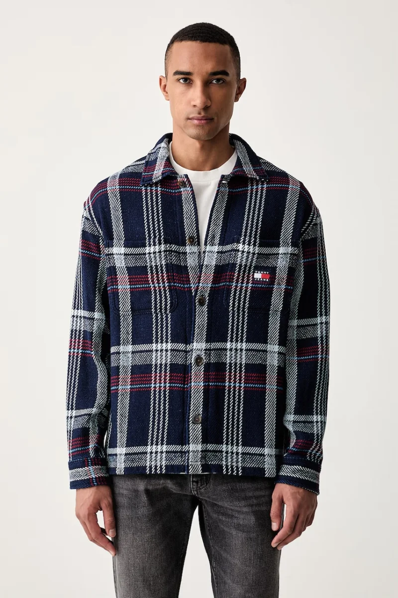 Tommy Jeans geacă tip cămașă pentru bărbați din bumbac