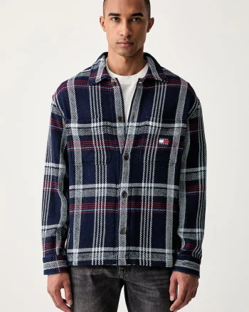 Tommy Jeans geacă tip cămașă pentru bărbați din bumbac
