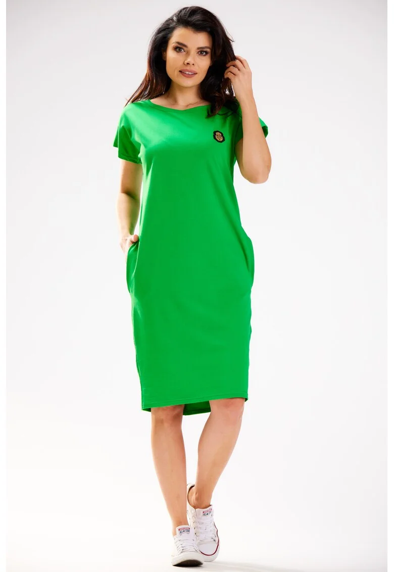 Rochie-tricou casual din bumbac, Verde