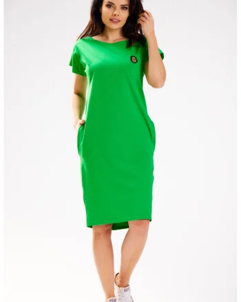 Rochie-tricou casual din bumbac, Verde
