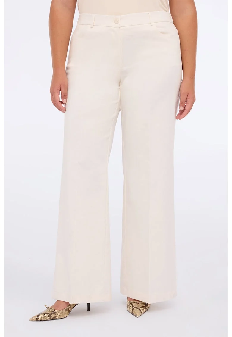 Pantaloni evazati din amestec de lyocell, Crem