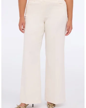 Pantaloni evazati din amestec de lyocell, Crem