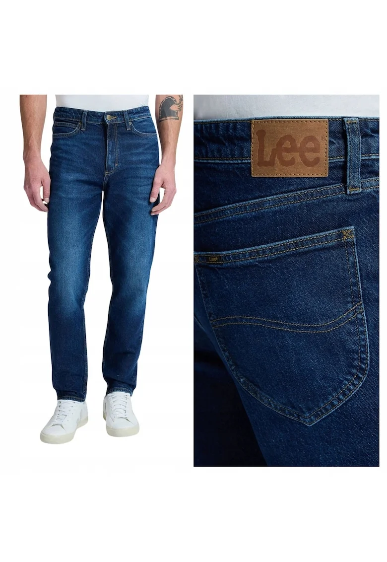 Pantaloni Jeans Barbati,  Austin, 33/32, Croi Slim Fit, Stil Drept, Inaltime Talie Medie, Inchidere Fermuar, Albastru