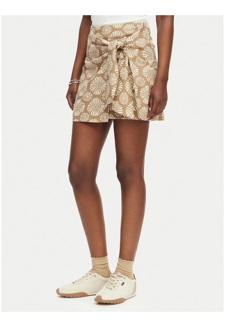 Fusta mini,  multicolor, bumbac si viscoza, casual, imprimeu floral
