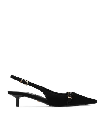 Pantofi dama,  toc ascutit, negru, piele naturala