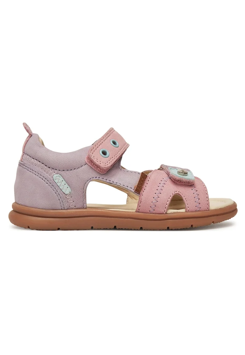Sandale fete,  piele naturala, roz, sistem inchidere Velcro
