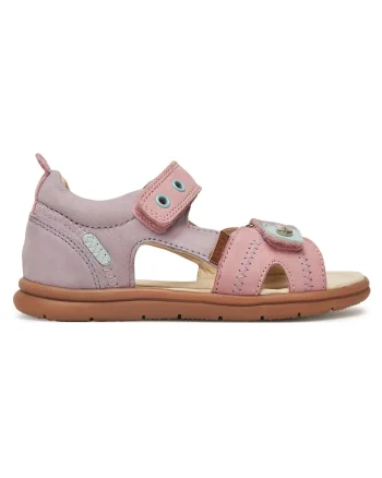 Sandale fete,  piele naturala, roz, sistem inchidere Velcro