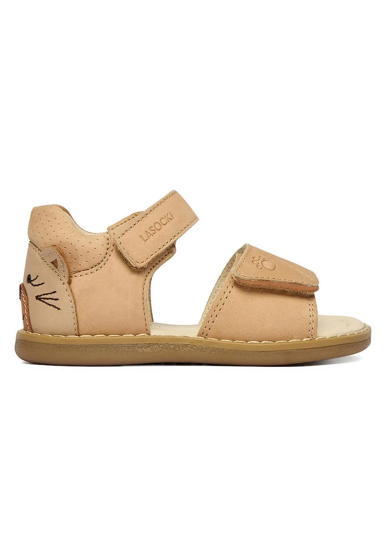 Sandale copii,  bej, piele naturala, sistem inchidere Velcro