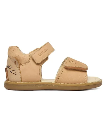 Sandale copii,  bej, piele naturala, sistem inchidere Velcro