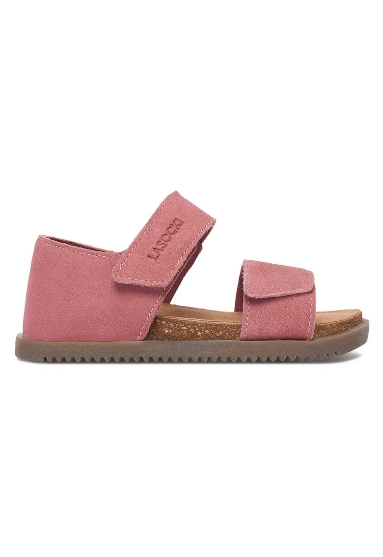 Sandale fete  piele intoarsa, roz, inchidere velcro, pentru fete