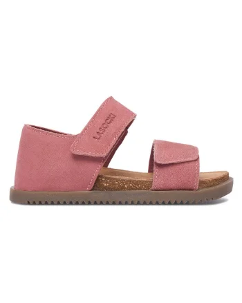 Sandale fete  piele intoarsa, roz, inchidere velcro, pentru fete