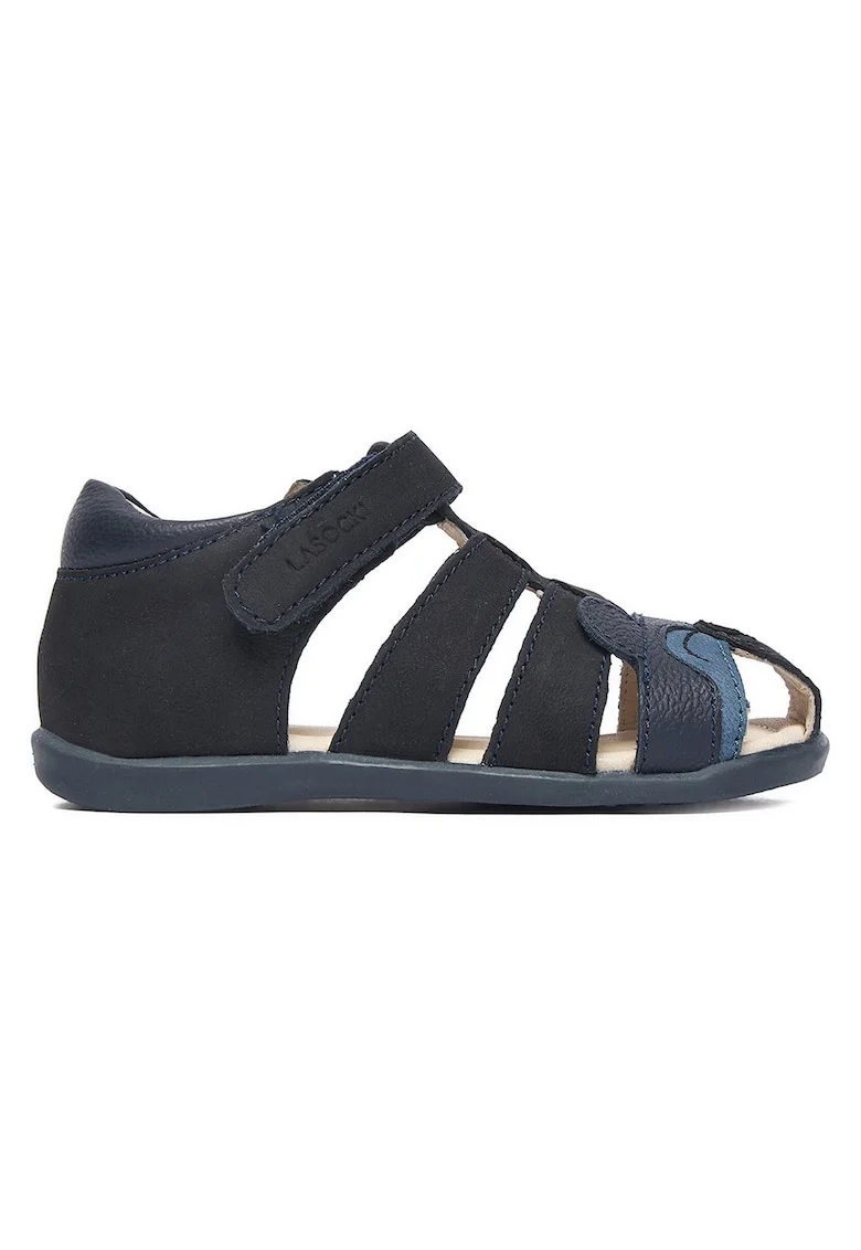 Sandale baieti,  bleumarin, piele nabuc, sistem inchidere Velcro