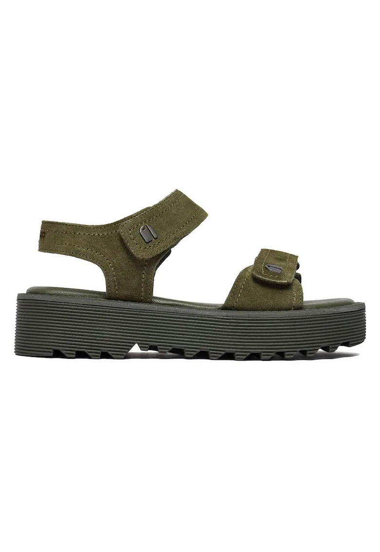 Sandale dama,  kaki, piele naturala, sistem inchidere Velcro