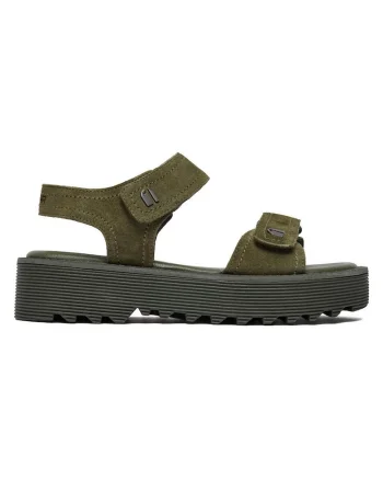 Sandale dama,  kaki, piele naturala, sistem inchidere Velcro