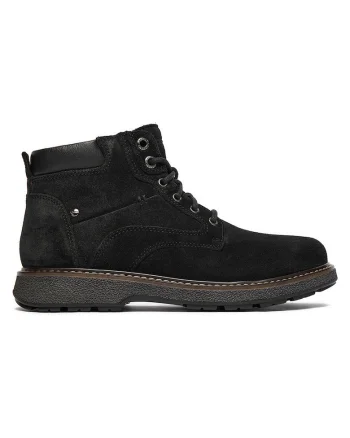 Ghete barbatesti,  piele intoarsa, fermoar, negru,