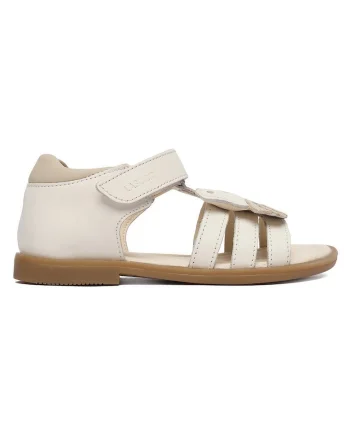 Sandale fete,  crem, piele naturala, sistem inchidere Velcro