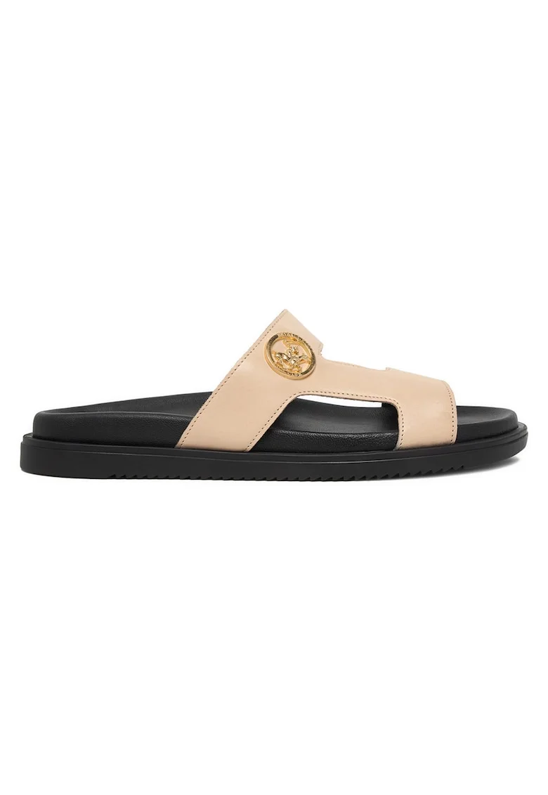 Papuci dama,  piele naturala, bej, interior din piele ecologica,