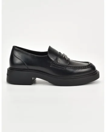 Pantofi loafer din piele cu detalii logo, Negru
