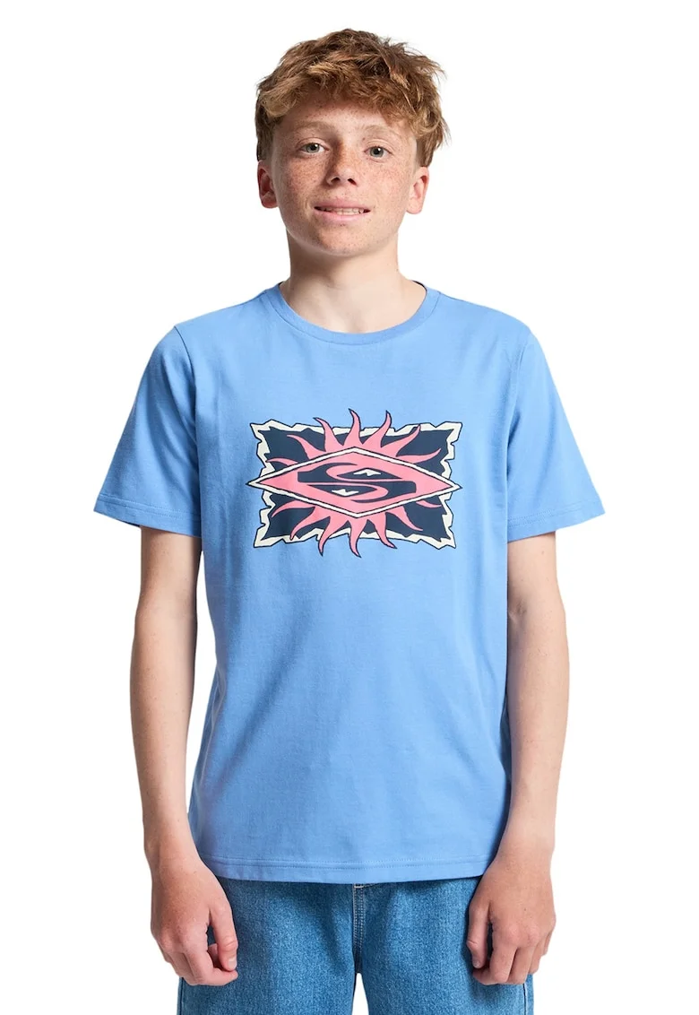 Tricou de bumbac cu imprimeu Starfish, Rosu stins/Albastru glaciar