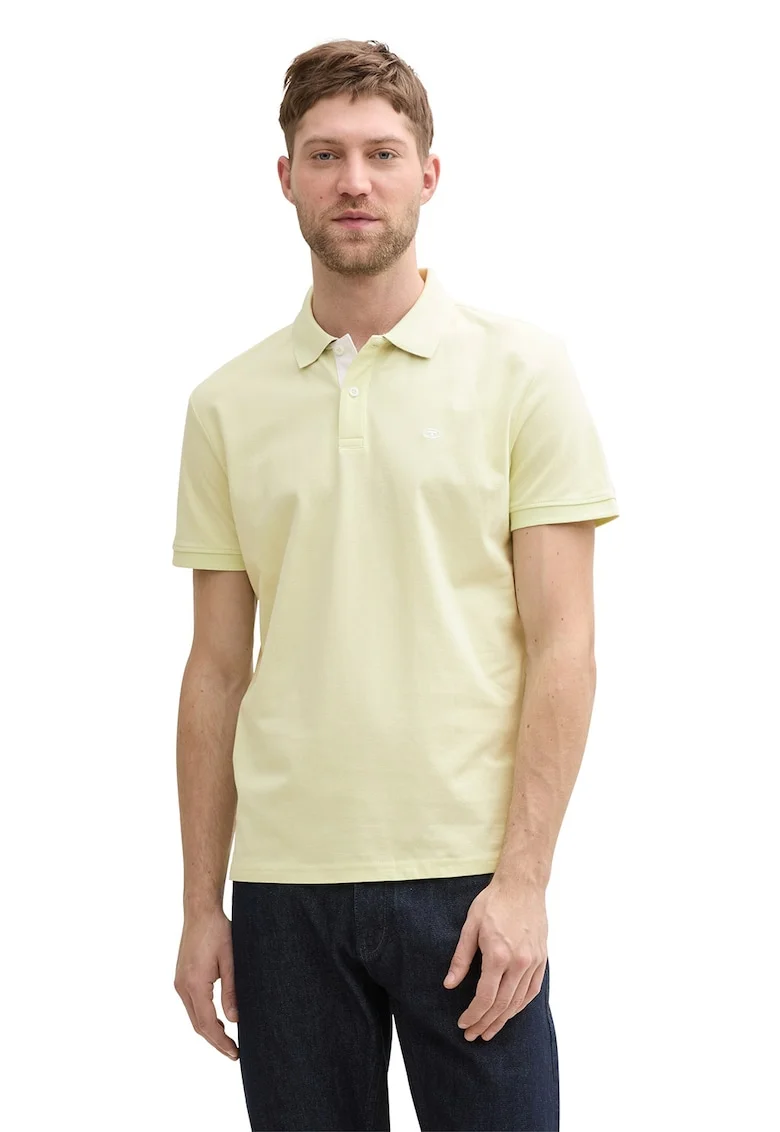Tricou polo din bumbac pique Basic, Galben pal