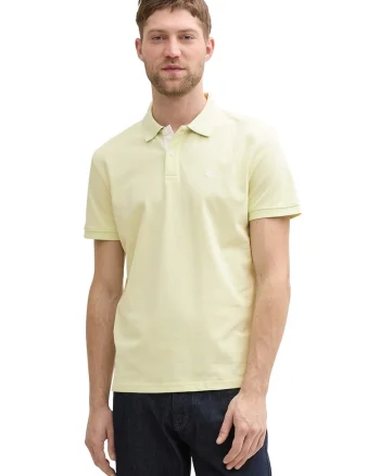 Tricou polo din bumbac pique Basic, Galben pal