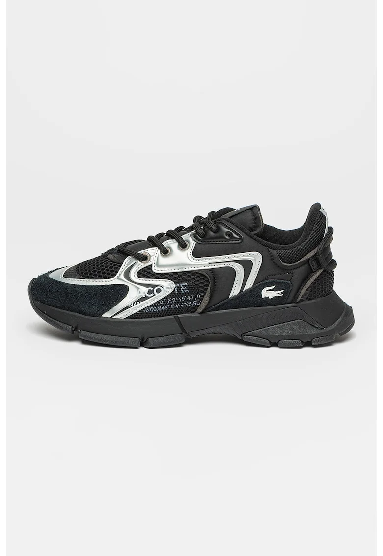 Pantofi sport cu garnituri de piele intoarsa L003 Neo, Negru/Argintiu