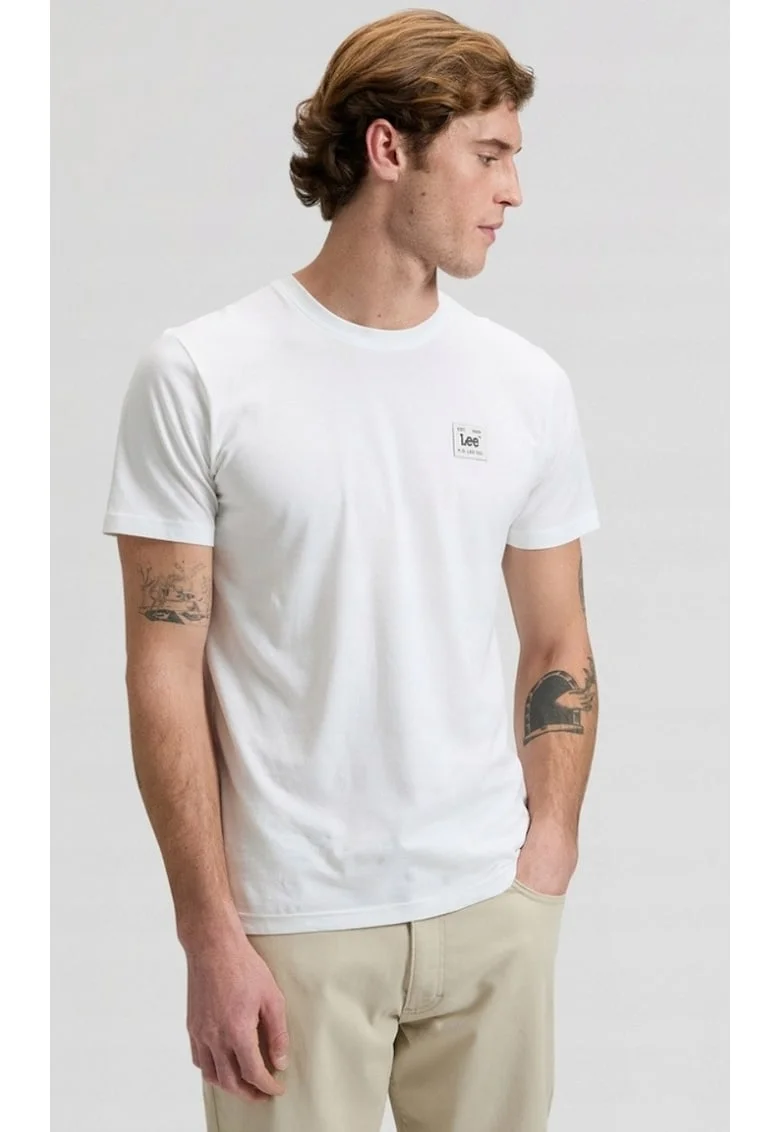 Tricou barbati  alb, bumbac, maneca scurta, regular fit
