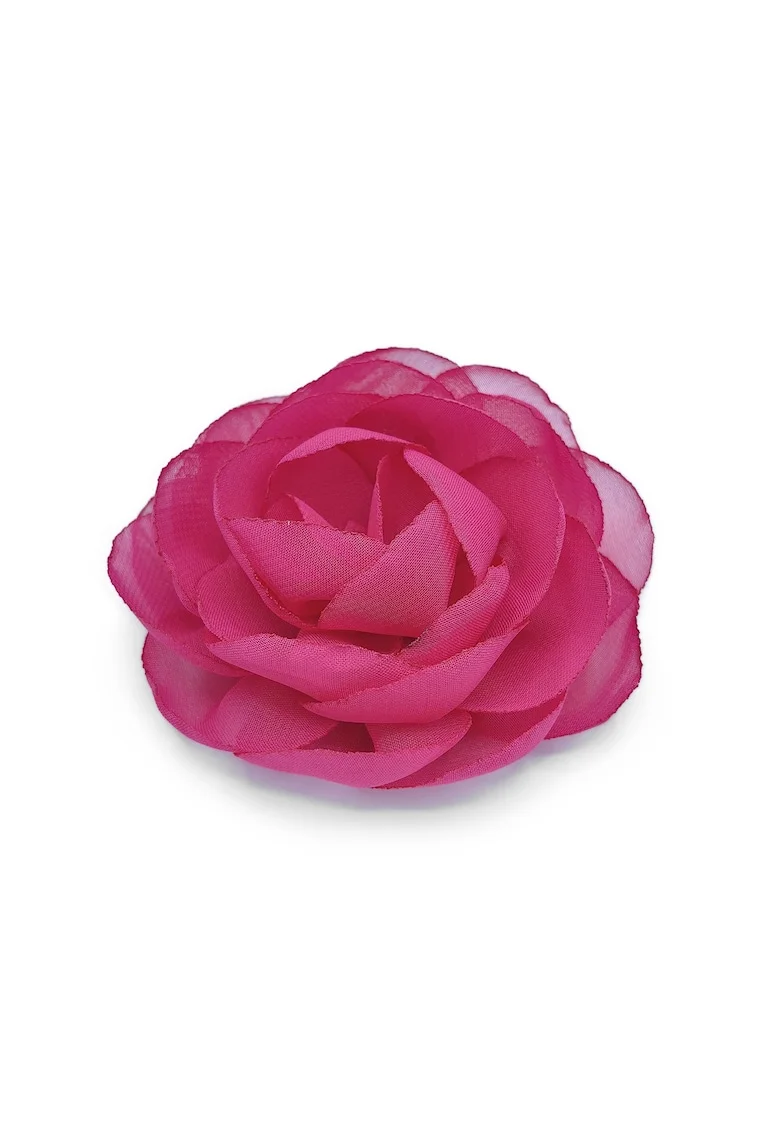 Agrafa par floare trandafir,  Rose, voal rosu corai, Roz aprins