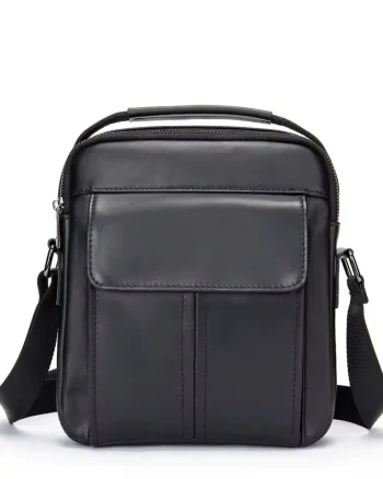 Geanta de umar pentru barbati Khaiel GT3904, piele naturala, neagra