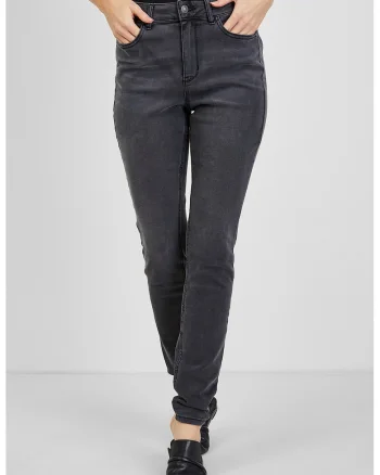 Blugi skinny cu talie inalta, Gri inchis