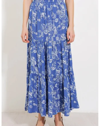 Fusta maxi  albastru, textil,