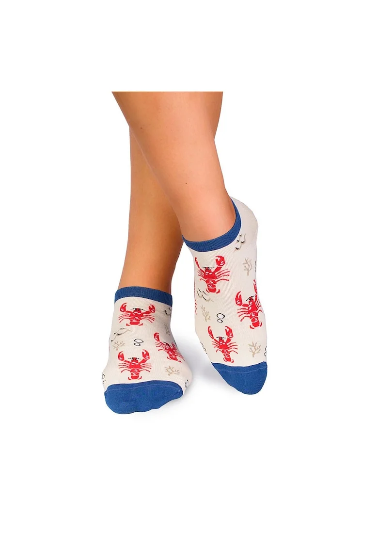 Sosete scurte bumbac Fine Cotton Sealife Homar Ecru,