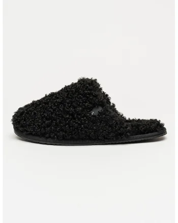 Papuci de casa pufosi, Negru