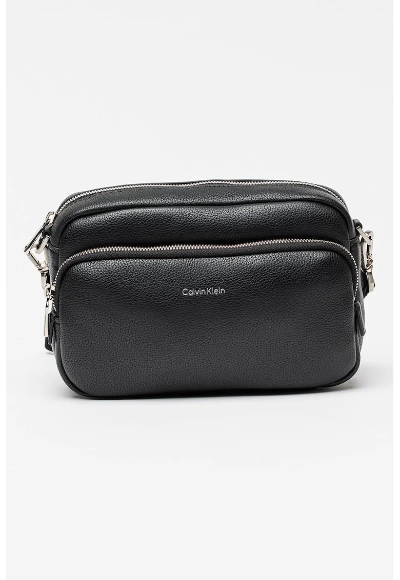 Borseta din piele ecologica Raised Camera, Negru