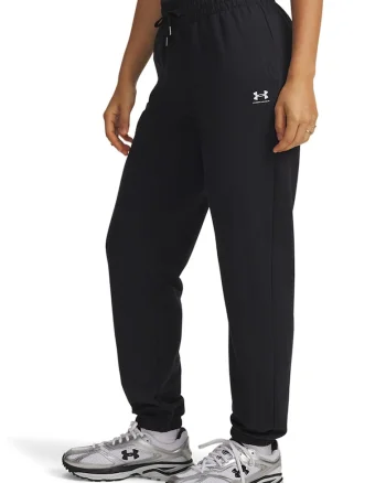 Pantaloni de trening cu snur in talie si talie inalta, Negru