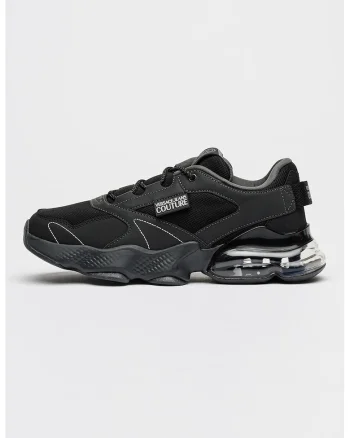 Pantofi sport din plasa cu garnituri din piele ecologica, Negru
