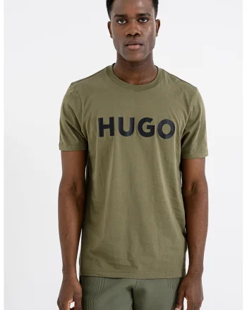 Tricou regular fit cu logo cauciucat Dulivio, Negru/Kaki inchis