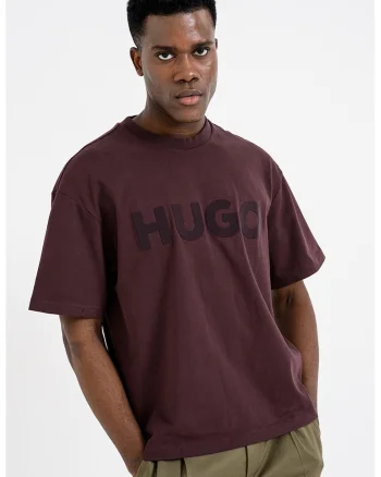 Tricou supradimensionat cu decolteu la baza gatului Dinkee, Violet aubergine