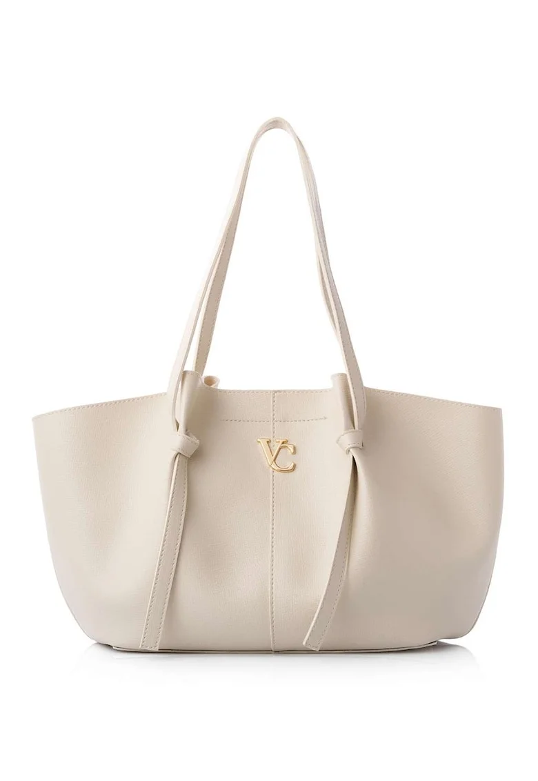Geanta shopper din piele ecologica, Crem