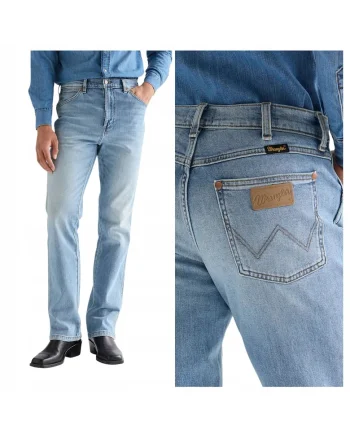 Blugi Barbati,  Wrancher, W34-L32 US, Albastru, Bumbac, Design Clasic Casual, Ideal Pentru Uz Zilnic, Material Premium Confortabil, Aspect Denim Modern, 5 Buzunare, Fermoar