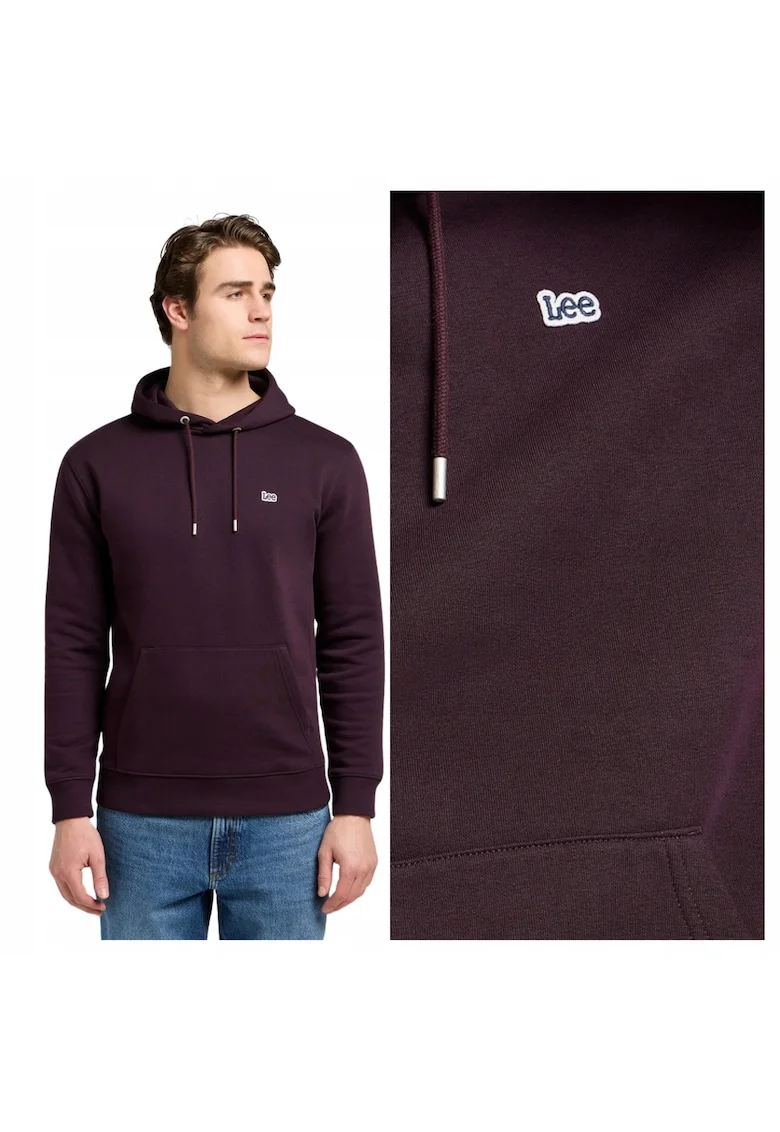 Hanorac Barbati,  Hanorac Lee Plain, Marime M, Culoare Rosu, Compozitie Material 80% Bumbac, 20% Poliester, Croi Confortabil, Numar De Buzunare 1, Rosu