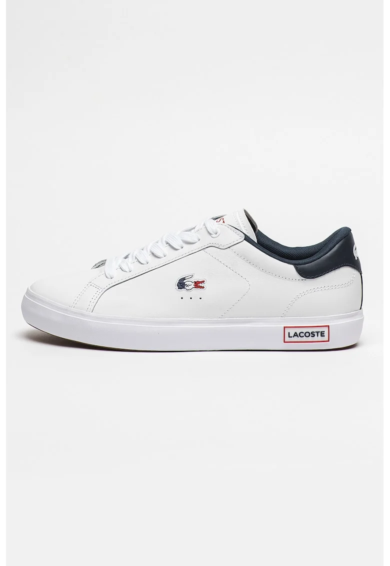 Pantofi sport de piele cu motiv logo Powercourt, Alb
