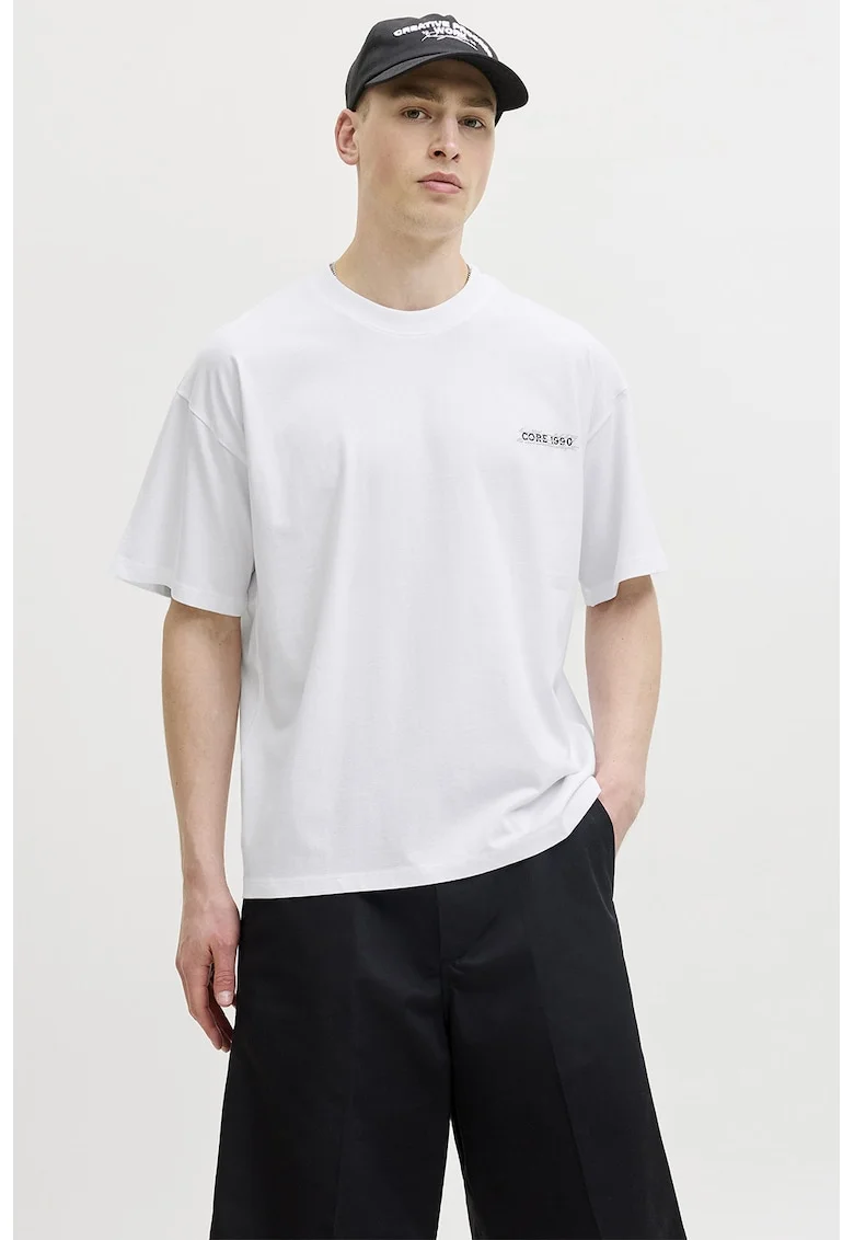Tricou cu imprimeu foto pe partea din spate, Alb optic